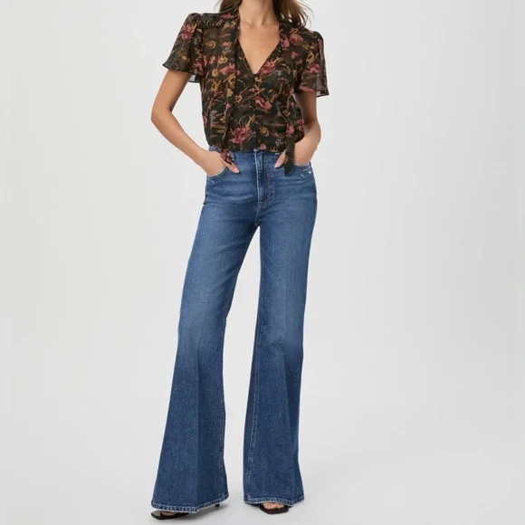 PAIGE Blue Flare & Wide Leg Jeans - Picture 4 of 5